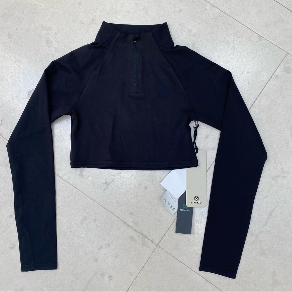 Mono B Zip Up Crop Black Active Jacket